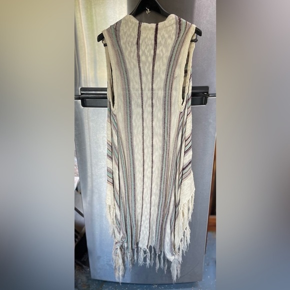 UMGEE women’s M Boho open Sleeveless‎ cardigan LAGNELOOK fringe mid calf style - Picture 4 of 9